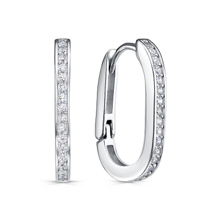 Серьги с английским замком из серебра с фианитами