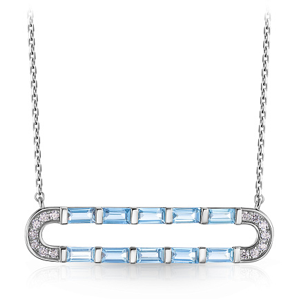 Колье из белого золота с бриллиантами, топазом