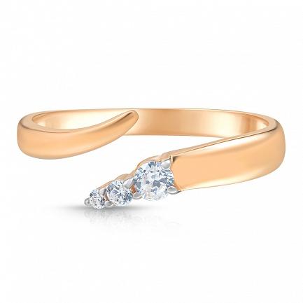 Кольцо из красного золота с фианитом