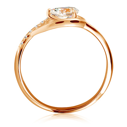 Кольцо из красного золота с фианитом