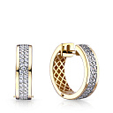 Серьги с английским замком из желтого золота с фианитом