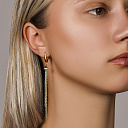 Серьги с английским замком из желтого золота с фианитом, плетение якорное