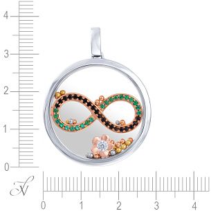 Подвеска из серебра с фианитом, стеклом