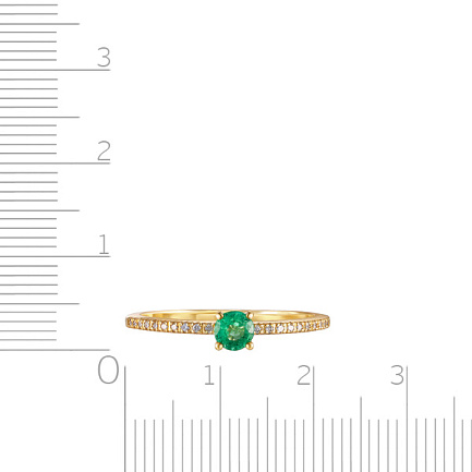 Кольцо из желтого золота с бриллиантами, изумрудом