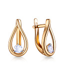 Серьги с английским замком из красного золота с фианитом