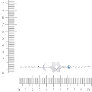 браслет на ногу декоративный из серебра с фианитом