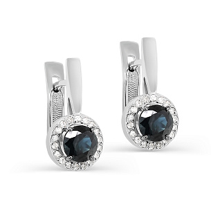 Серьги с английским замком из белого золота с бриллиантом