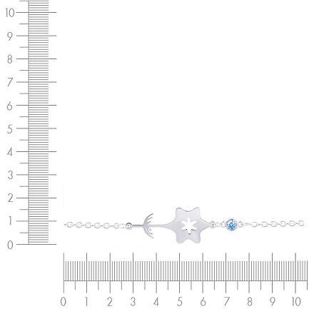 Браслет на ногу декоративный из серебра с фианитом