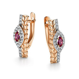 Серьги с английским замком из красного золота