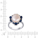 Кольцо из серебра с жемчугом, корундом