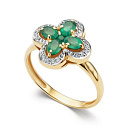 Кольцо из желтого золота с бриллиантами, изумрудом