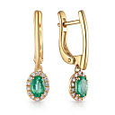 Серьги с английским замком из желтого золота с бриллиантами