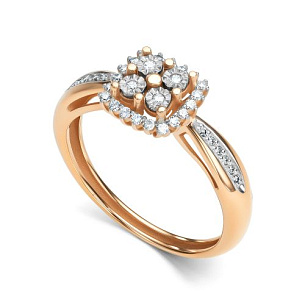 Кольцо из красного золота с бриллиантом