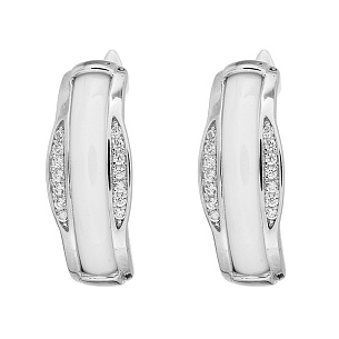 Серьги с английским замком из серебра с керамиками и циркониями