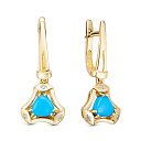 Серьги из желтого золота с бриллиантами, бирюзой