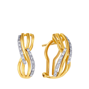 Серьги из желтого золота с бриллиантом