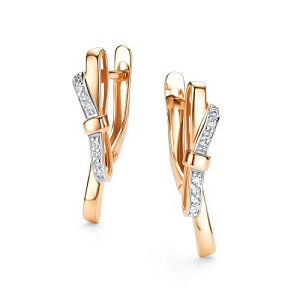 Серьги с английским замком из красного золота с бриллиантами