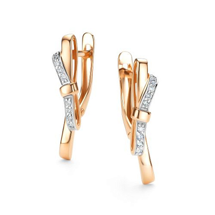 Серьги с английским замком из красного золота с бриллиантами