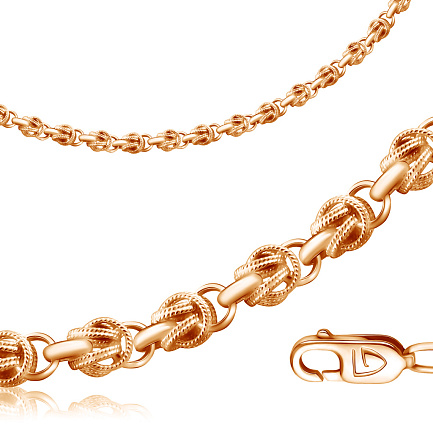 Браслет ручной работы из красного золота, плетение орех