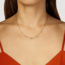 Колье из желтого золота с фианитом, плетение якорное