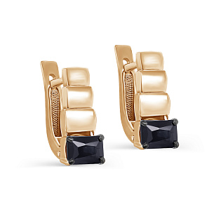 Серьги с английским замком из красного золота с сапфиром