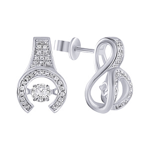 Пусеты из серебра с фианитом