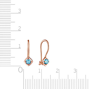 Серьги с французским замком из красного золота с фианитом