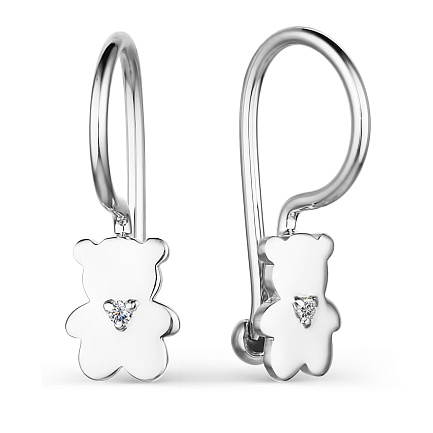 Серьги детские из белого золота с бриллиантами