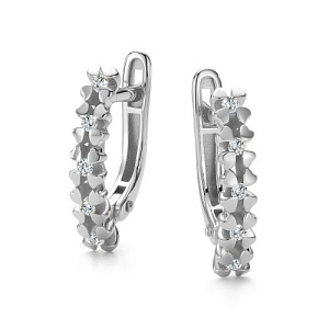 Серьги с английским замком из белого золота с бриллиантами