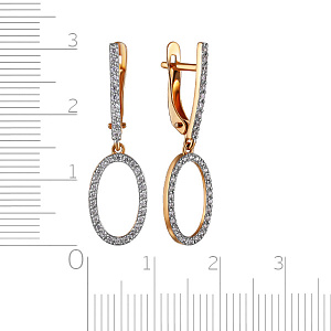 Серьги с английским замком из красного золота с фианитом