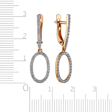 Серьги с английским замком из красного золота с фианитом