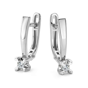 Серьги с английским замком из белого золота с бриллиантами