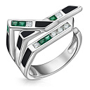 Кольцо из белого золота с бриллиантами, изумрудами