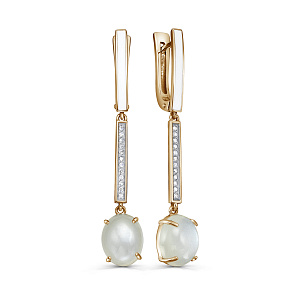 Серьги с английским замком из красного золота с бриллиантами