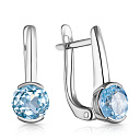 Серьги с английским замком из белого золота с топазом