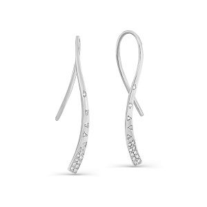 Серьги с английским замком из белого золота с бриллиантами