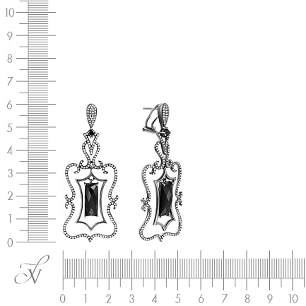 Серьги из золота с бриллиантами, ониксами