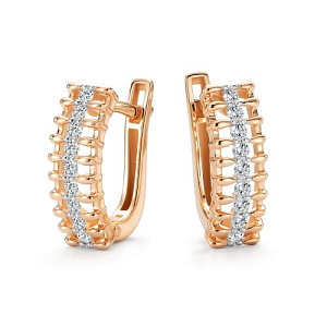 Серьги с английским замком из красного золота с бриллиантами