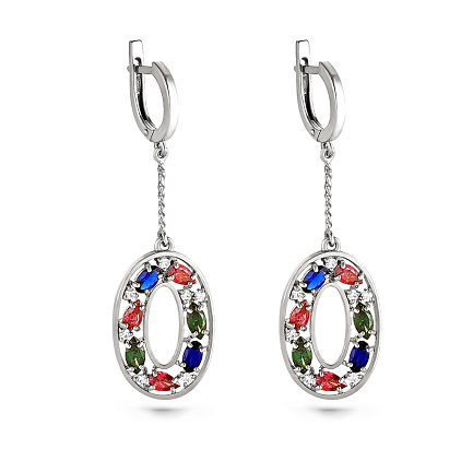 Серьги с английским замком из серебра с фианитами