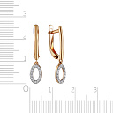 Серьги с английским замком из красного золота с фианитом