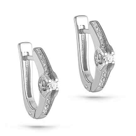 Серьги с английским замком из белого золота с бриллиантами