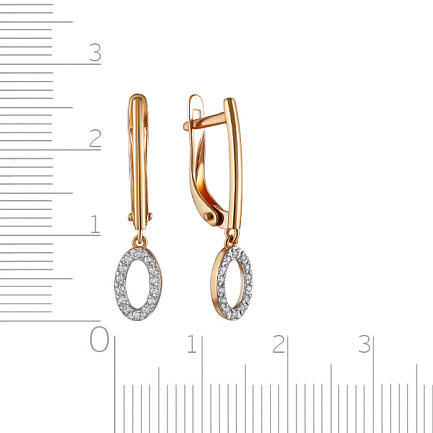 Серьги с английским замком из красного золота с фианитом