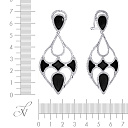 Серьги из серебра с ониксом, фианитом