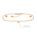 Браслет на ногу декоративный из красного золота с фианитом, плетение якорное
