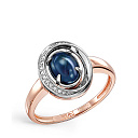 Кольцо из красного золота с бриллиантами, сапфиром