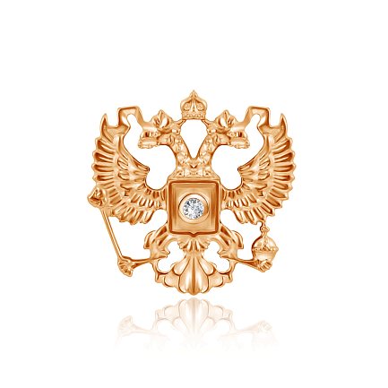 Булавка из красного золота с фианитом