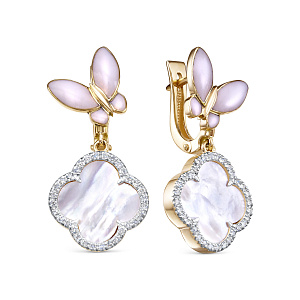 Серьги с английским замком из красного золота с бриллиантами