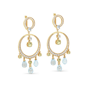 Серьги с английским замком из серебра с топазом