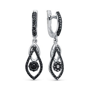 Серьги из белого золота с бриллиантом