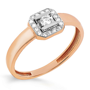 Кольцо из красного золота с бриллиантами